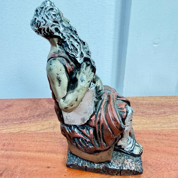 Moses Figurine Ten Commandments Crafted From Coal Metallic Detail Statue - Picture 3 of 8